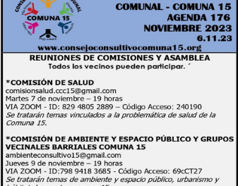 Agenda del Consejo Consultivo Comunal de la Comuna 15- Noviembre 2023