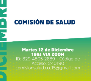 Reuniones de las comisiones de Salud y Ambiente y Espacio Público del Consejo Consultivo Comunal de la Comuna 15