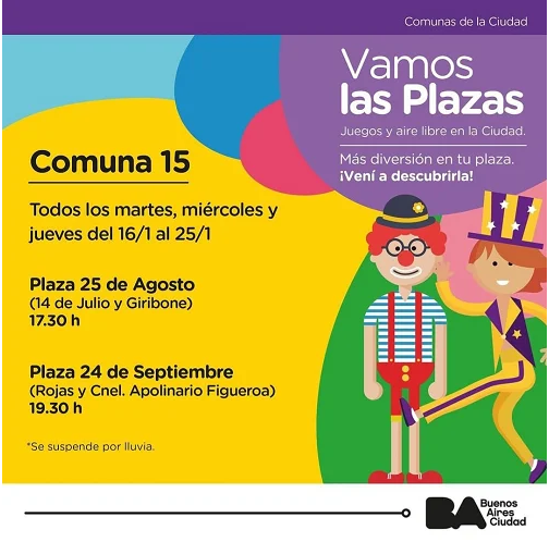 “Vamos las Plazas” estará en Villa Ortúzar y Villa Crespo