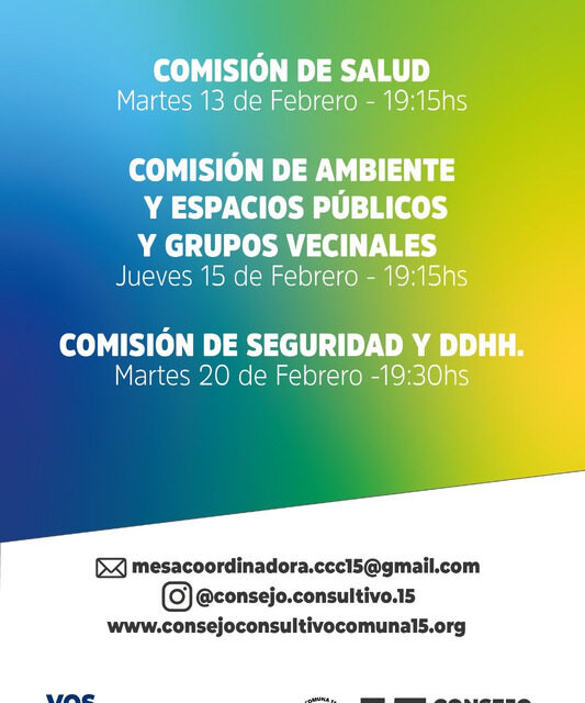 Reuniones de febrero de las comisiones del Consejo Consultivo Comunal de la Comuna 15