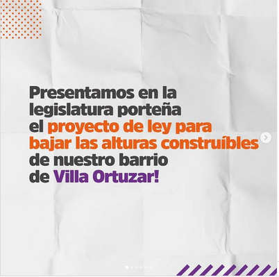 Se presentó en la Legislatura porteña un nuevo proyecto de Ley para bajar las alturas construibles en Villa Ortúzar