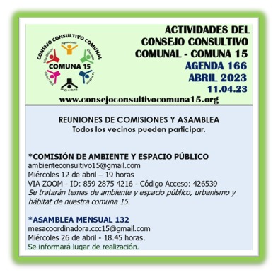 Actividades del Consejo Consultivo Comunal de la Comuna 15- Abril 2023