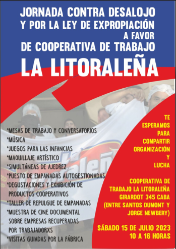 Jornada contra el desalojo y por la Ley de Expropiación a favor de la Cooperativa de Trabajo La Litoraleña