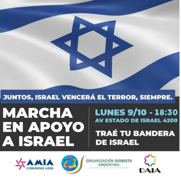 Villa Crespo: Organizaciones judías marchan en apoyo a Israel tras ataques de Hamás