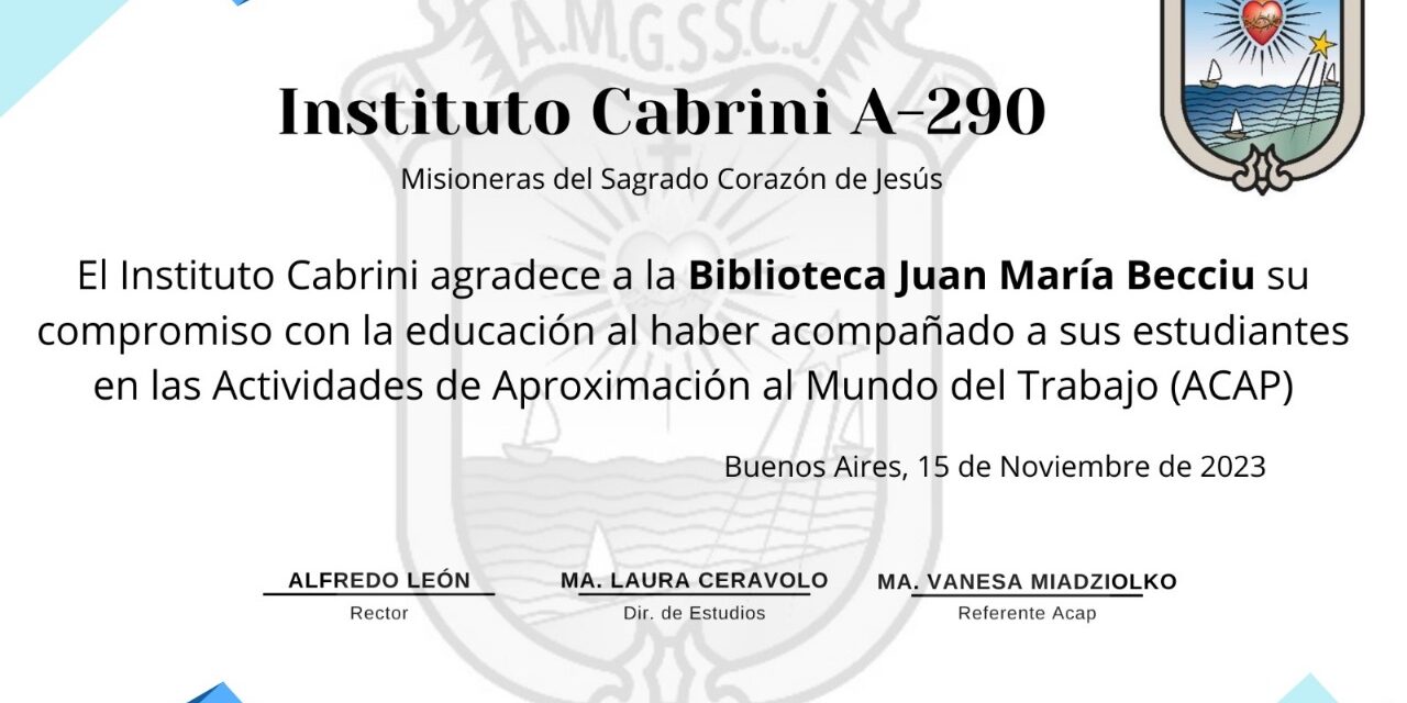 Pasantías en la Biblioteca Juan María Becciu