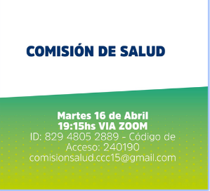 Reunión de la comisión de Salud del Consejo Consultivo Comunal de la Comuna 15